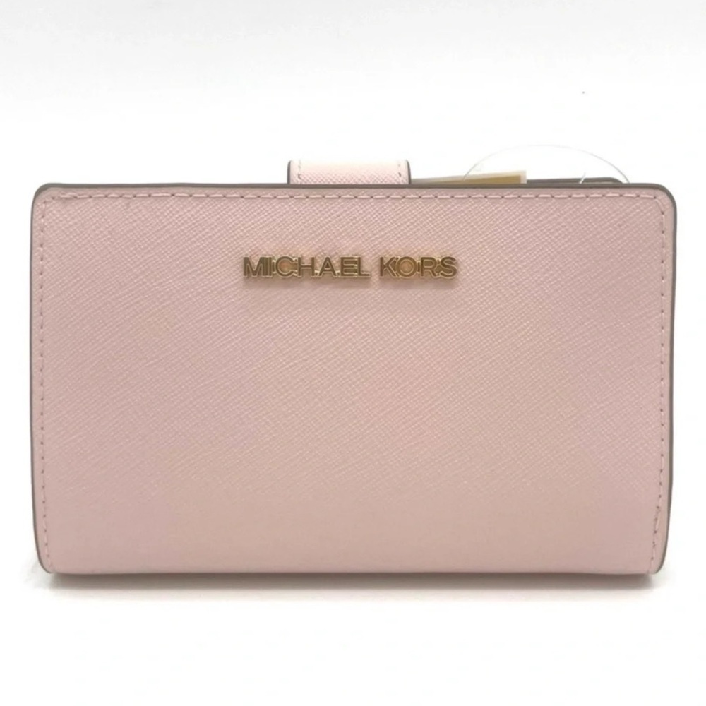 Michael Kors Medium Bifold Zip Chain Wallet Powder Blush